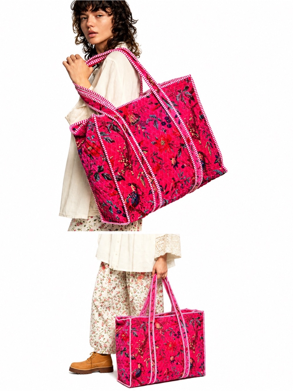 POL Bright Pink Floral Quilted Tote Bag. "NEW. Almost sold out